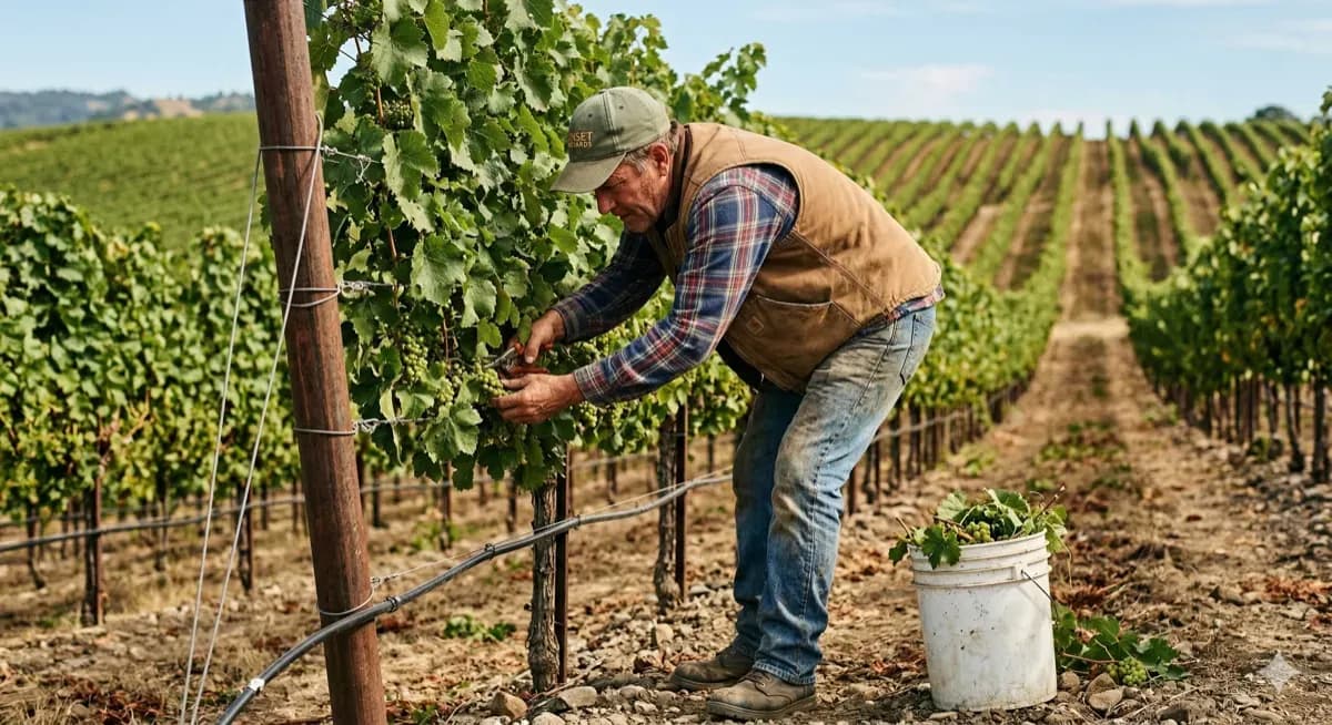 Grower walking the vineyard